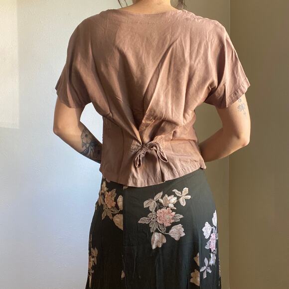 Short Sleeve Button Top With Cutout - Picture 5 of 7